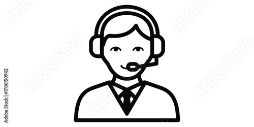 Customer service representative with headset isolated on white background, providing support and assistance