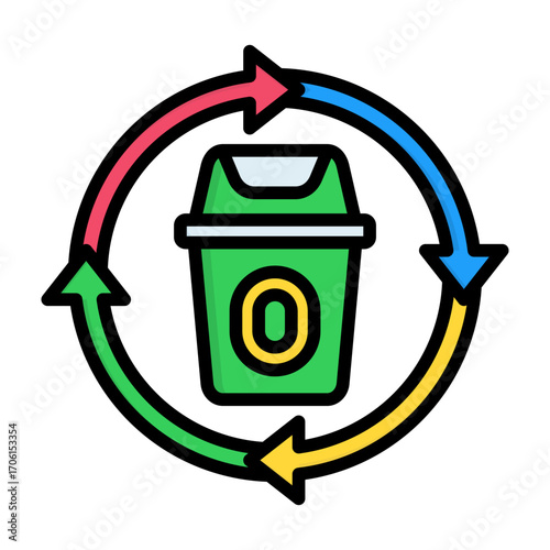 Zero Waste Line Color Vector Icon