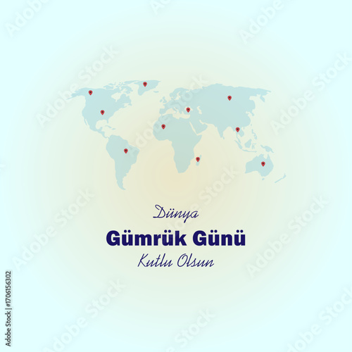 26 Ocak, Dünya Gümrük Günü. Translation: January 26, World Customs Day. Vector illustration.