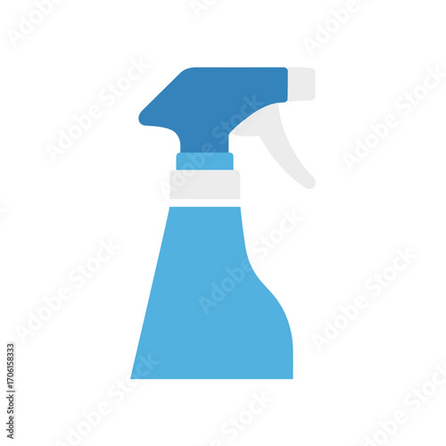 A blue spray bottle designed for cleaning, isolated on a white background, showcasing its ergonomic shape