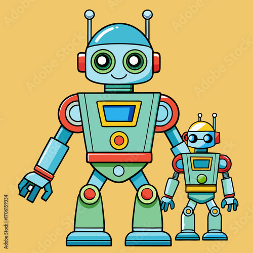 Sci-Fi Cartoon Robots Transparent Vector Set