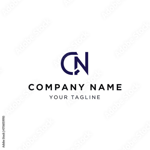 A logo design featuring the letters "CN" in a stylized, interconnected form, with space for a company name and tagline below.