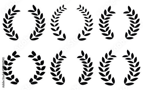 “Elegant Laurel Wreath Vector Collection – Geometric, Vintage, and Retro Circular Awards, Emblems, Badges & Decorative Branch Designs”