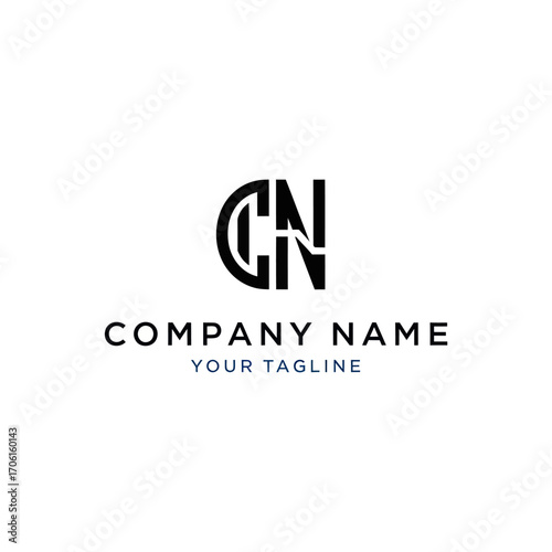 Modern monogram logo design featuring interlocking initials CN,  circle, professional branding.