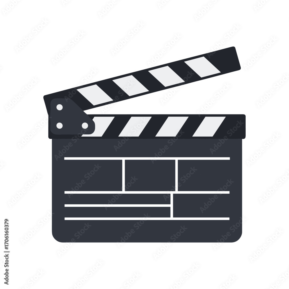 Obraz premium A classic film clapperboard used in movie production, set against a plain background, symbolizing filmmaking