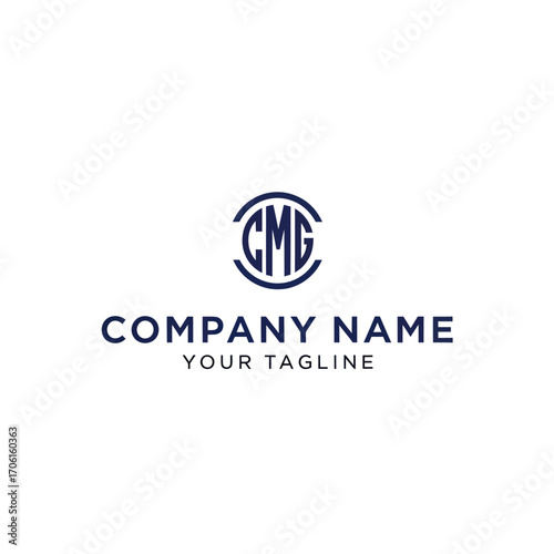 A professional monogram logo featuring the letters CMG inside a circular frame with placeholder text for company name and tagline. Free Download A professional monogram logo featuring the letters CMG inside a circular frame with placeholder text for company name and tagline. - GFXLoad