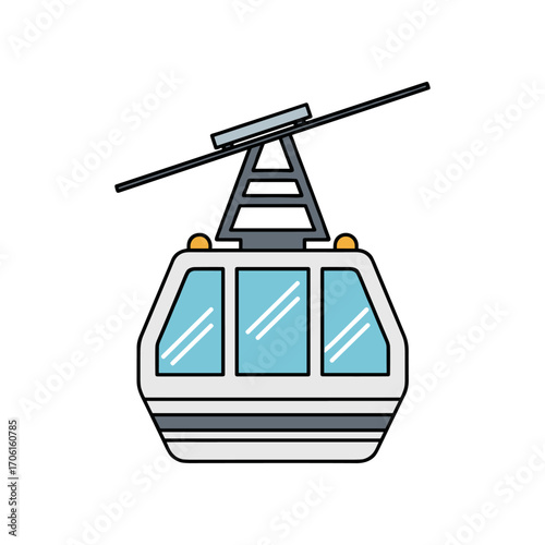 A modern aerial tramway cabin showcasing scenic mountain views with clear skies