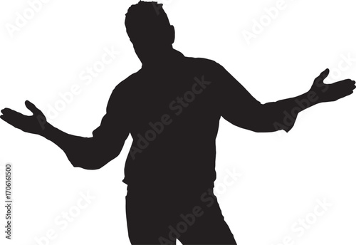 vector,silhouette of a man with doubt or confused expression