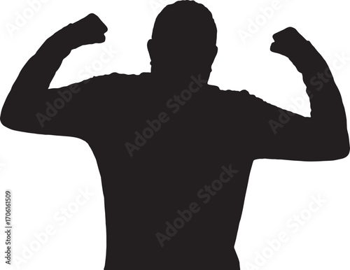 vector,silhouette of a man raising arms in victory