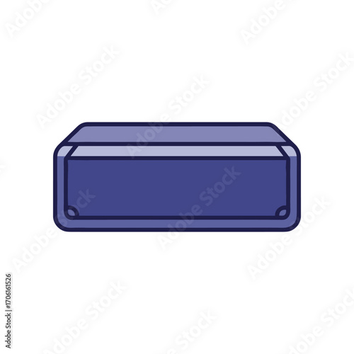 A simple, minimalistic blue rectangular box on a white background, ideal for packaging design