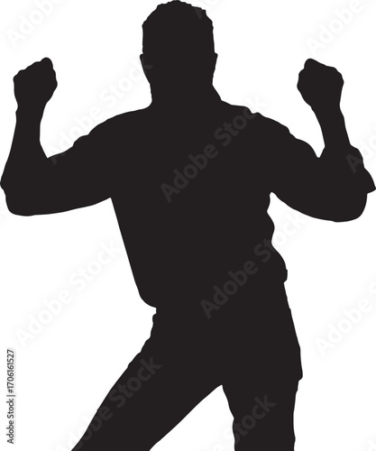 vector,silhouette of a  happy man arms raised