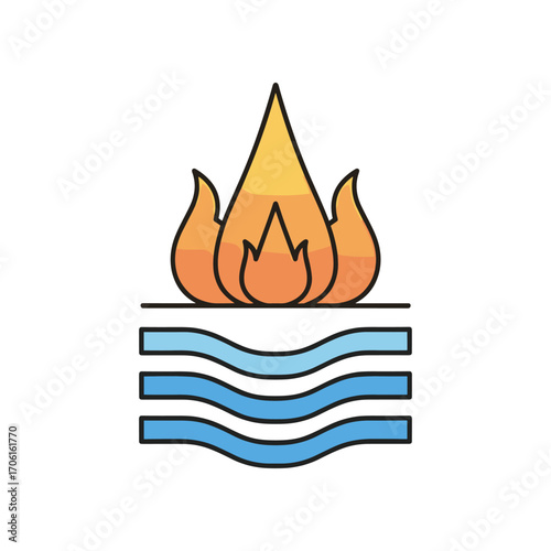 Abstract representation of fire and water elements, symbolizing balance and contrast