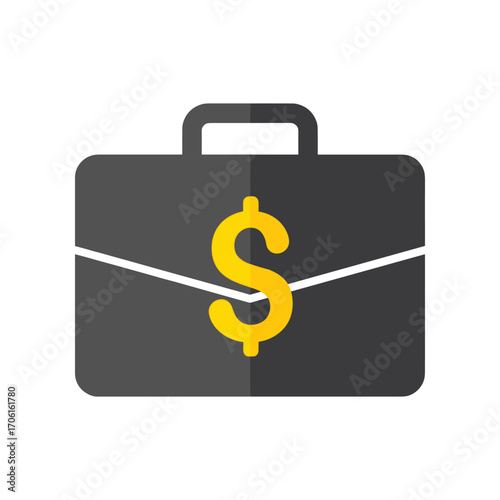 A sleek black briefcase with a dollar sign symbolizing finance, set against a neutral backdrop