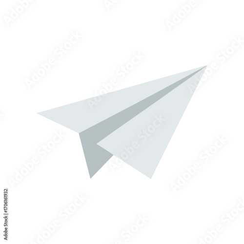 A sleek paper airplane soaring through a clear blue sky, symbolizing freedom and creativity