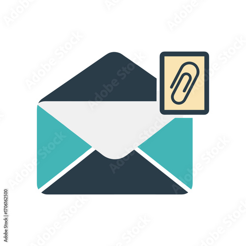 A stylized illustration of an envelope with a paperclip, symbolizing email communication and attachments