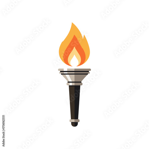 A stylized torch with a vibrant flame, symbolizing enlightenment and inspiration, isolated on white