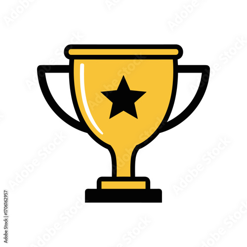 A vibrant golden trophy with a star, symbolizing achievement and success, set against a plain background