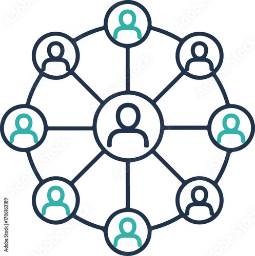 Dynamic interconnected team network graphic symbolizing collaboration and growth, perfect for business presentations and modern corporate branding