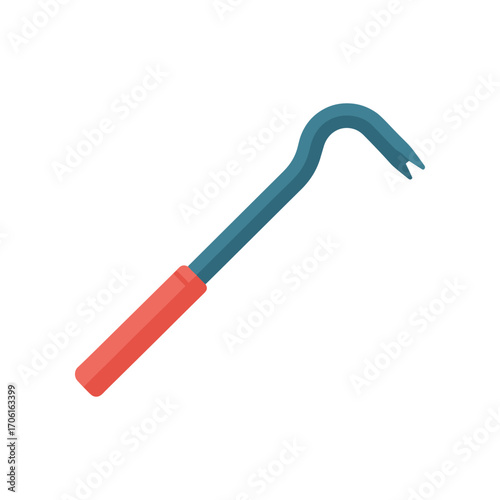 A vibrant illustration of a crowbar resting on a flat surface, showcasing its design and color