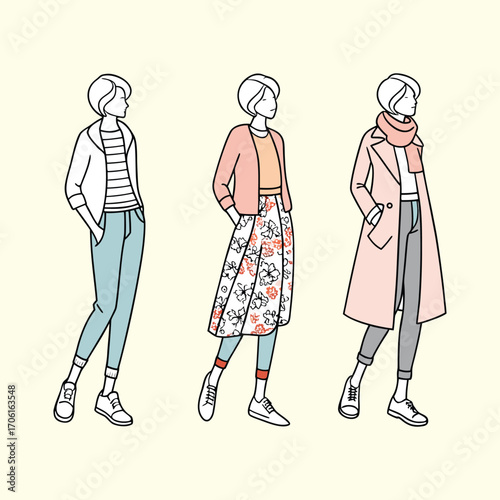 Fashion marketing Diverse Women Standing Together in Stylish Outfits with Confidence