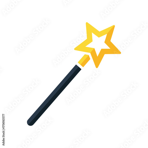 A vibrant magic wand with a star tip, symbolizing enchantment and creativity in a whimsical setting