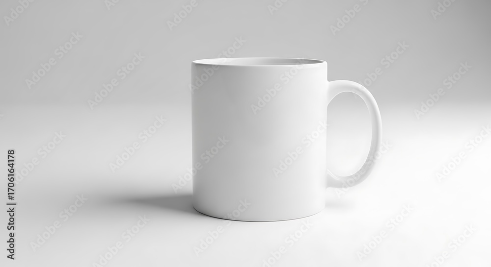 Fototapeta premium Plain white ceramic mug isolated on white background, studio shot