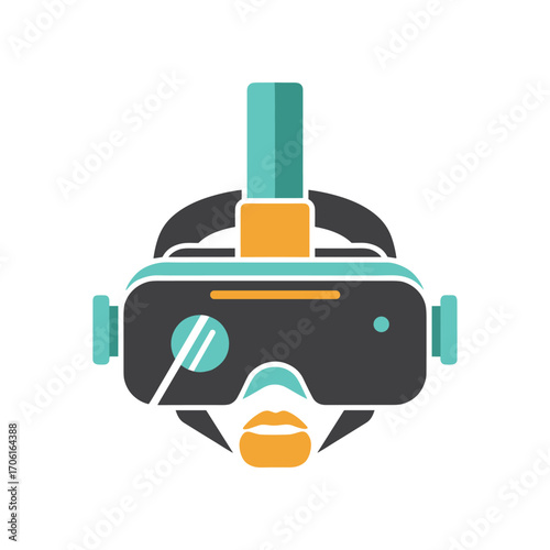Abstract illustration of a person wearing a virtual reality headset, engaging in immersive technology