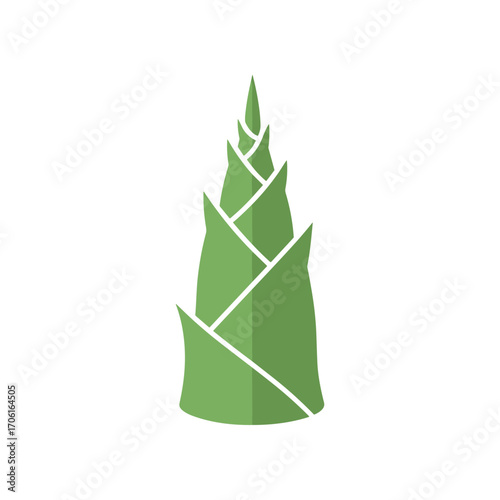 Abstract representation of a green plant resembling a conical shape, symbolizing growth and nature