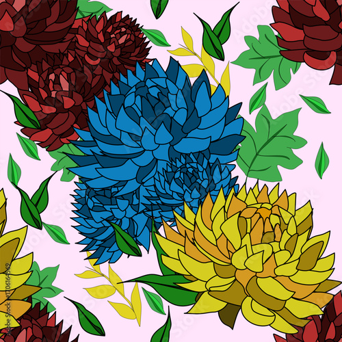 autumn pattern flowers asters vector