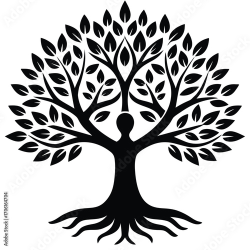 tree of life for yoga mindfulness isolated on white background