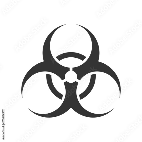 Black biohazard symbol on a white background, representing danger and caution in health safety