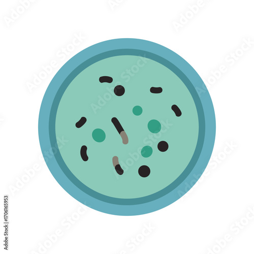 Close-up view of a petri dish containing various microorganisms in a sterile lab environment