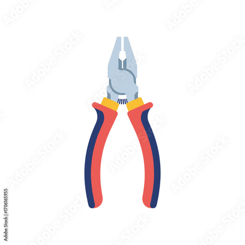 Close-up view of colorful pliers on a white background, ideal for DIY projects and tool illustrations