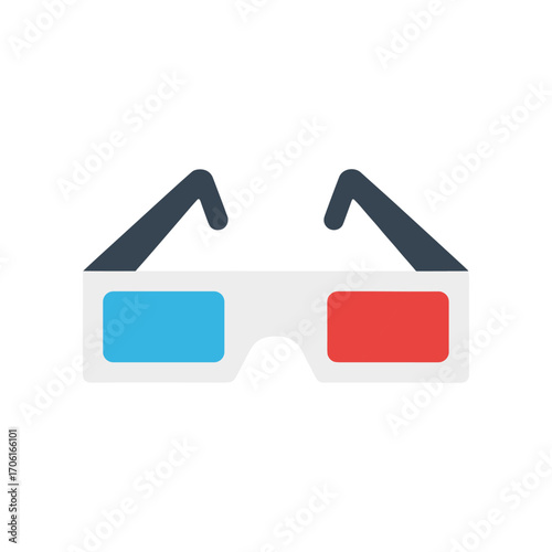 Colorful 3D glasses resting on a flat surface, ideal for promoting visual experiences and entertainment