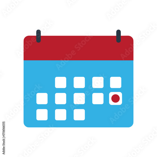 Colorful calendar icon representing a specific date with a red circle, ideal for digital applications