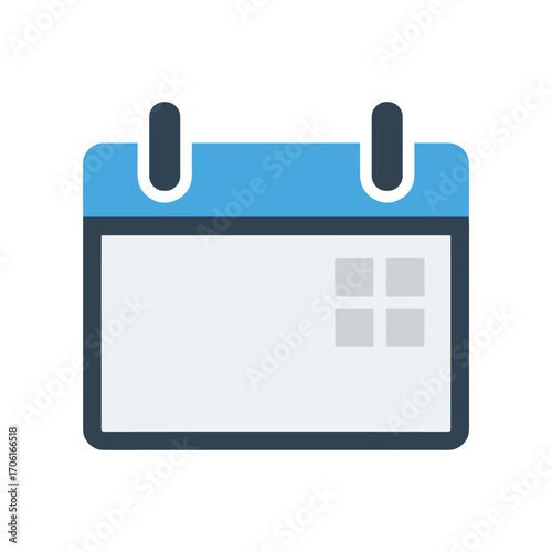 Colorful calendar icon representing scheduling and planning for events with a clean design