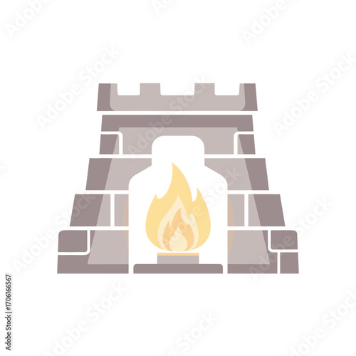 Simplistic illustration of a castle with a flame, symbolizing warmth and safety in a fantasy setting