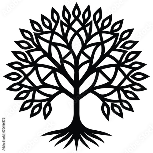tree of life sacred geometry pattern isolated on white background