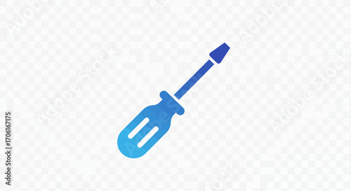 Blue screwdriver sits on a white surface, ready for use in a workshop or home repair project, symbolizing precision and efficiency.