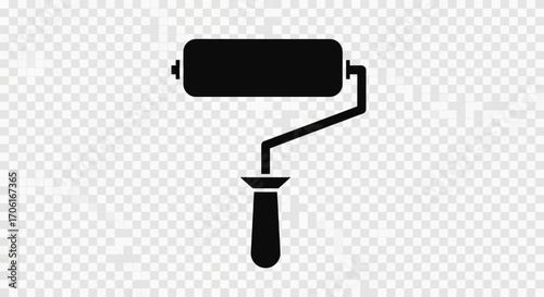 Paint roller applies fresh coat of black paint on a wall, creating a smooth and even surface, showcasing renovation and home improvement projects.