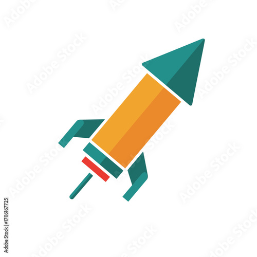 Colorful rocket launching into the sky, symbolizing innovation and progress, with a clean background