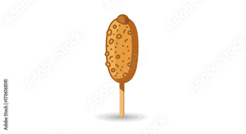 Delicious Korean Corn Dog with Crispy Coating on a Stick.