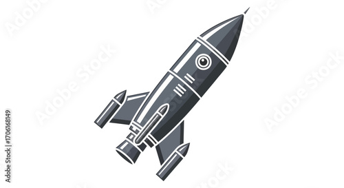 Stylized Rocket Ship Illustration for Space Exploration and Innovation.