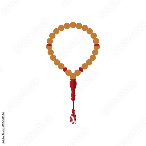 Decorative prayer beads arranged in a circular shape, emphasizing spirituality and meditation