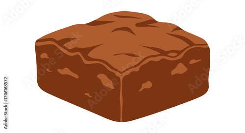 A delicious single chocolate fudge brownie square illustration.