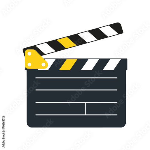 Film clapperboard in a minimalist design, symbolizing movie production and creativity