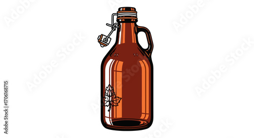 Classic brown glass beer growler with a swing top cap.