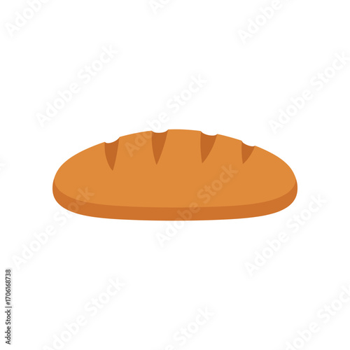 Freshly baked loaf of bread on a white background, showcasing its golden crust and texture