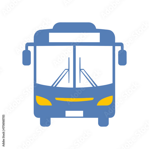 Front view of a public transport bus in a minimalist style against a plain background