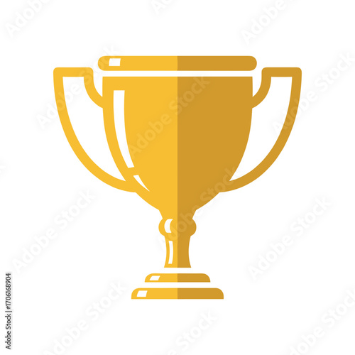 Golden trophy symbolizing victory and achievement against a minimalist white background